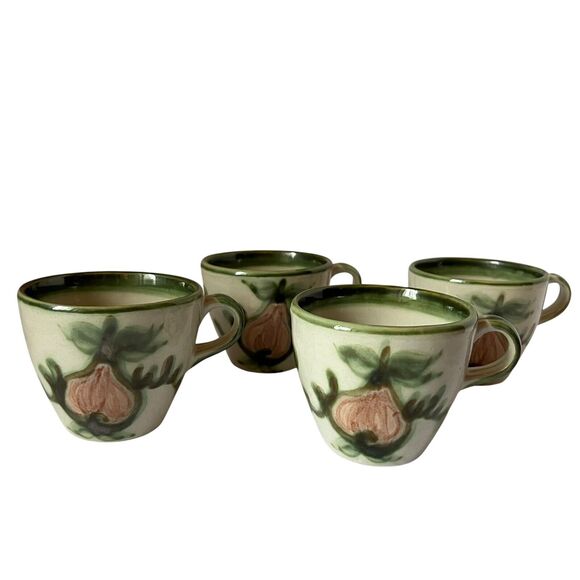 John B Taylor Louisville Stoneware Harvest Pear Mug Cup Set of 4 VTG Cottagecore - Picture 1 of 10